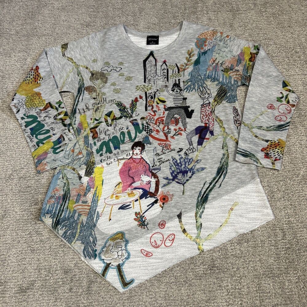 Inoah Tunic Top Womens Small Art to Wear Artsy Asymmetrical Shirt Whimsical USA￼